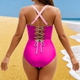 thumbnail image 5 of Mceream Women's Color Block Swimsuit Figure-Flattering Abdomen-Smoothing Shapewear Bathing Suit Hot Pink L, 5 of 8