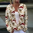 thumbnail image 2 of DDAPJ pyju Christmas Cardigan for Women 2025 Long Sleeve Open Front Button Sweater Funny Ugly Santa Printed Knit Outwear Coat Clearance Sales Today Prime Multicolor S, 2 of 4