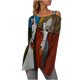 thumbnail image 1 of Camiseta de manga larga estampada con hombros descubiertos vintage a la moda para mujer Fridja czfsfas5848, 1 of 5