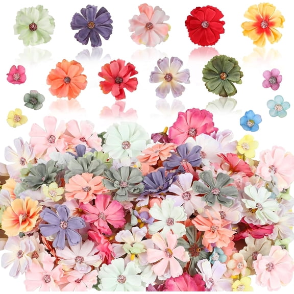 150Pcs Mini Faux Flower for Crafts, Artificial Flower Heads Daisy Peony Flower Decor for Craft Garland Wedding Home Decoration