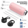 thumbnail image 4 of GEDUX 32oz Insulated Stainless Steel Water Bottle with 2 Leak Proof Lids(Spout Lid and Straw Lid) Wide Mouth Powder-Coated Water Bottle for Sports and Travel, Pink, 4 of 7