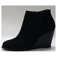 thumbnail image 3 of UTTOASFAY Fashion Women Suede Wedges Zipper Boots Solid Color Short Booties Round Toe Shoes Black 8(39), 3 of 8