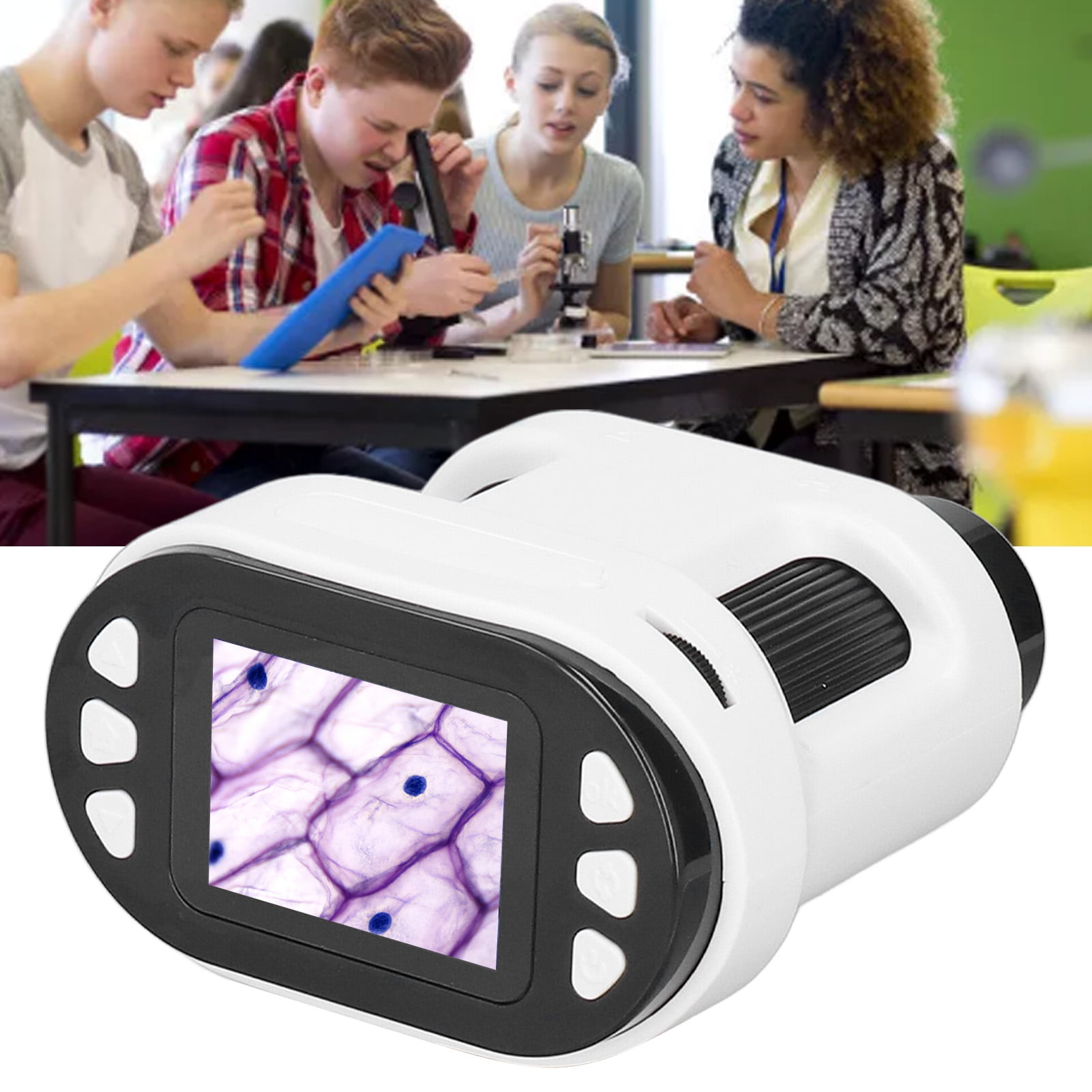 Microscopio Digital Portátil Para Niños HUTACT 1000X - Pantalla 2'', Luz LED Ajustable, Incluye Portaobjetos, Ideal Para Regalo