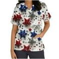 thumbnail image 3 of Gamivast Scrubs for Women Distressed Flag Star Print Short Sleeve Nursing Scrubs Breathable V-Neck Scrub Shirts Relaxed Healthcare Workwear Top, 3 of 5