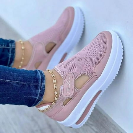 

2022 Summer New Platform Sneakers Women Breathable Mesh Wedge Casual Shoes Size 43 Non slip Woman Vulcanize Shoes