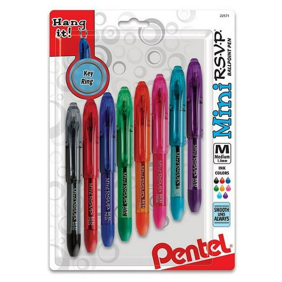 Pentel R.S.V.P. Mini Ballpoint Pens, 8 Per Pack, 2 Packs