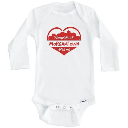 

Someone in Morgantown Loves Me Morgantown West Virginia Skyline Heart One Piece Baby Bodysuit (Long Sleeve) 0-3 Months White