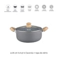 thumbnail image 2 of HUDSON VALLEY | Olla para Cocina con Revestimiento Antiadherente de Aluminio 26 cm con Tapa de Vidrio, Mango Ergonómico, Olla Apta para Todo Tipo de Cocina, Color Piedra Granito, 2 of 5