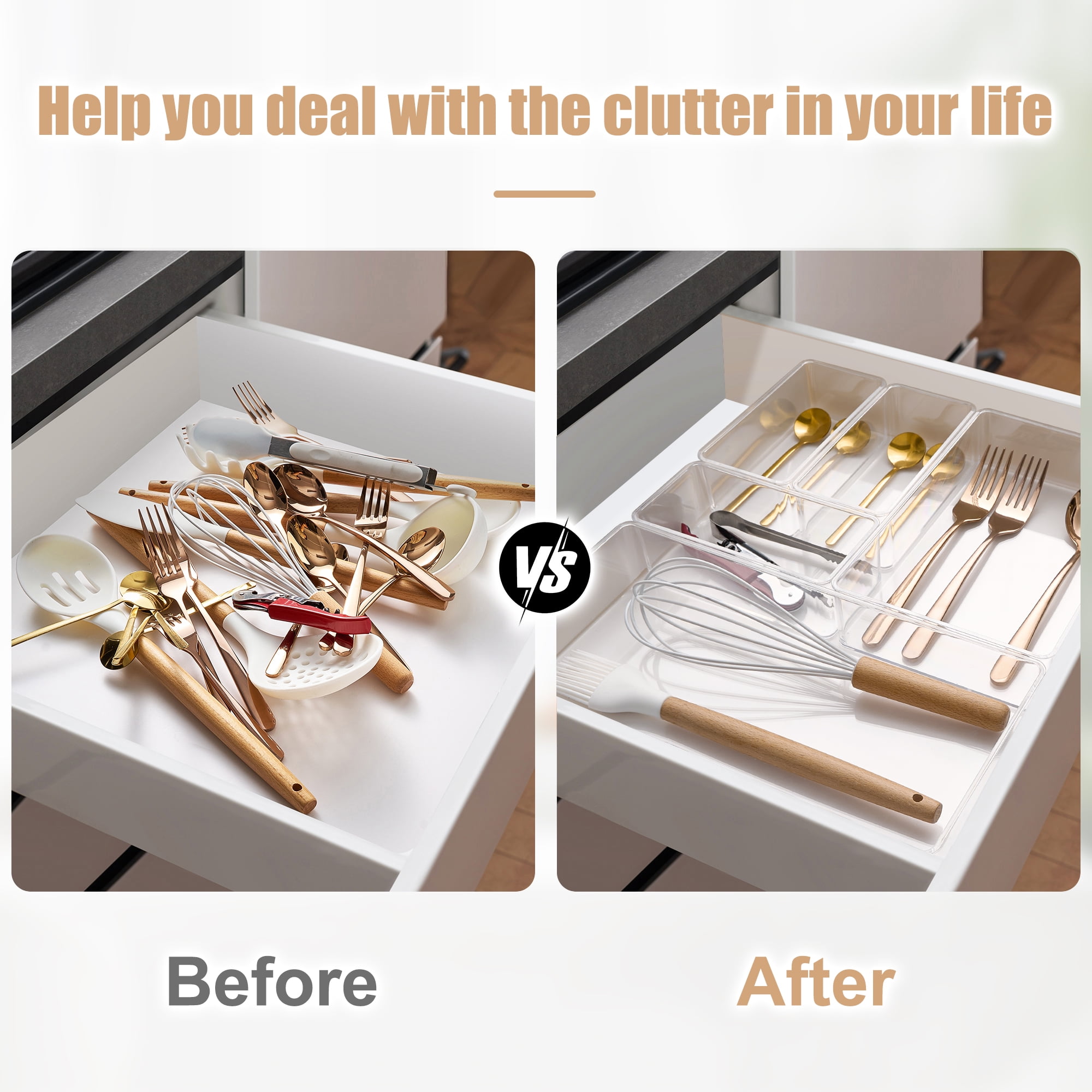 Sorbus organizer, Storage bin Drawer organizers for Kitchen, Kitchen Utensils, Bathroom, Office, Vanity, and more (5-Piece Set)