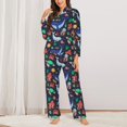 thumbnail image 2 of KLL The Underwater World Print Women's Long Sleeve Pajamas with Pants Sleepwear Loungewear 2 Set-Small, 2 of 7