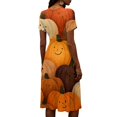 thumbnail image 5 of Halloween Dresses for Women Witch Hat Short Sleeve Ghost Cute Wrap Dress Pumpkin V Neck Casual Wedding Guest Dresses 3XL, 5 of 5