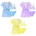 thumbnail image 4 of GYRATEDREAM Girls Swimsuit 3 Piece Bikini Bathing Suit Kids Quick Dry Floral Print Swimwear Sun Protection Cover-Up Sets Yellow for 8-16Y, 4 of 4