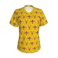 thumbnail image 2 of Uemuo Mardi Gras Crayfish and Fleur de lis Printed Women's Classic V-Neck T-Shirt - Soft, Breathable, Moisture-Wicking, Perfect for Casual, Office, Travel, and Everyday Wear-Medium, 2 of 5