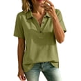 thumbnail image 2 of TGSLY Women's Work Golf Shirts Soft Breathable Collared Short Sleeve Tops Relaxed Dressy Casual Half Button Down Solid Color Blouses S, 2 of 7