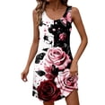 thumbnail image 4 of FDGIU Women's Sleeveless Print Scoop Neck Bodycon Mini Dress, Casual Summer Form-Fitting Short Dress, 4 of 7