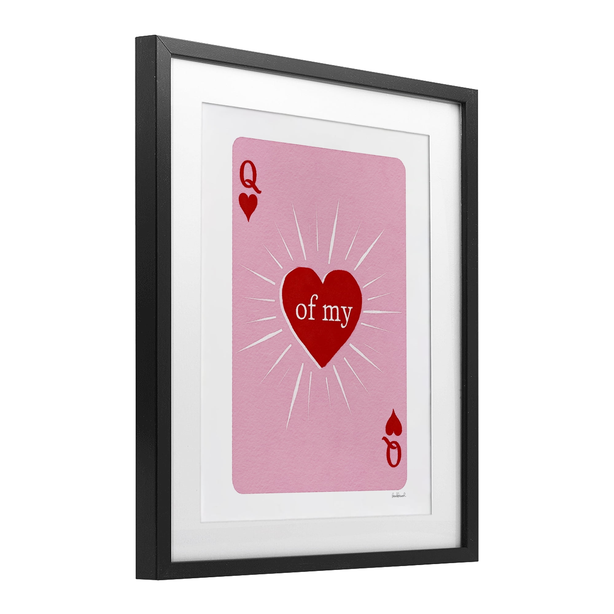 Queen Of My Heart Card Black Framed Print Under Glass, design by Amanda Greenwood