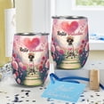 thumbnail image 4 of Hello Valentine’s Day German Shorthaired Pointer Flower Crown Romantic Pink Floral 12oz Stainless Steel Wine Tumbler Insulated Cup with Lid GSP Lover Dog Gift - 00031, 4 of 5