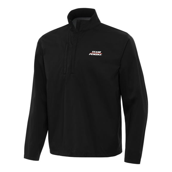 Men's-Antigua Black Team Penske Brisk Quarter-Zip Pullover Jacket