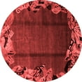 thumbnail image 1 of Ahgly Company Machine Washable Indoor Round Abstract Red Modern Area Rugs, 8' Round, 1 of 4