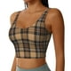 thumbnail image 2 of Balery khaki coffee plaid Sujetadores deportivos con espalda cruzada para mujer, acolchados, sin costuras, de alto impacto, ideales para yoga, gimnasio, entrenamiento y fitness.-Medium, 2 of 8