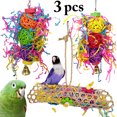 thumbnail image 2 of 3PCS Bird Toy Set Rattan Ball String Training Parrot Chew Toy Bird Hanging Toy, 2 of 7