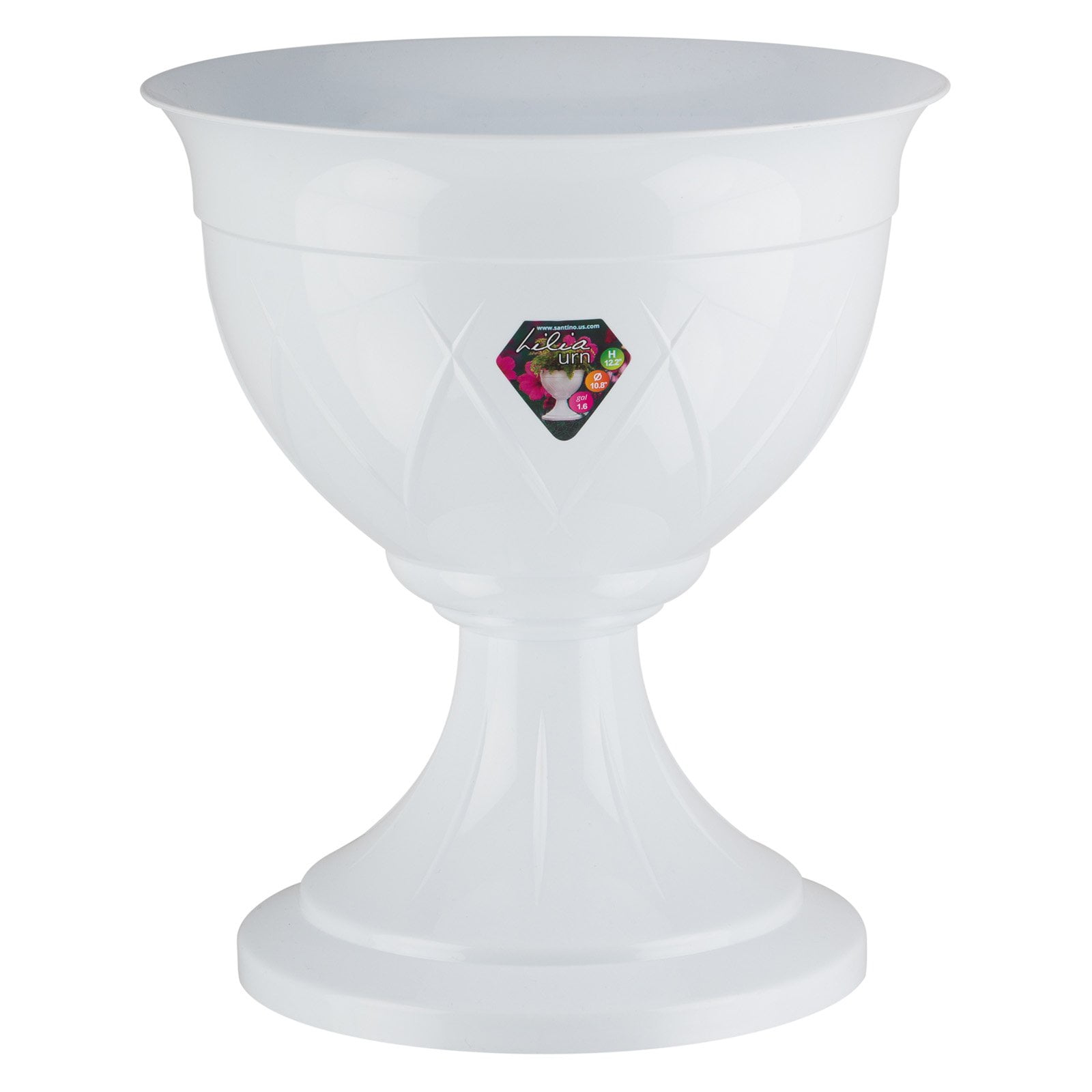 Flower Pot Urn LILIA 12.8 Inch, White Color by Santino