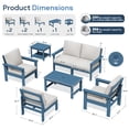 thumbnail image 3 of SERWALL Outdoor Patio Furniture Set, 7-Piece HDPE Outdoor Sofa Set Patio Conversation Set, Blue Frame with Beige Cushions, 3 of 9