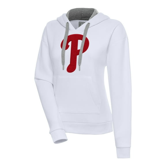 Women's Antigua White Philadelphia Phillies Victory Pullover Hoodie