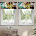 thumbnail image 2 of LALILO Kitchen Curtain Valance Kaleidoscope Flower Glass Rod Pocket Window Curtain 52"x 18" Set of 2, 2 of 5