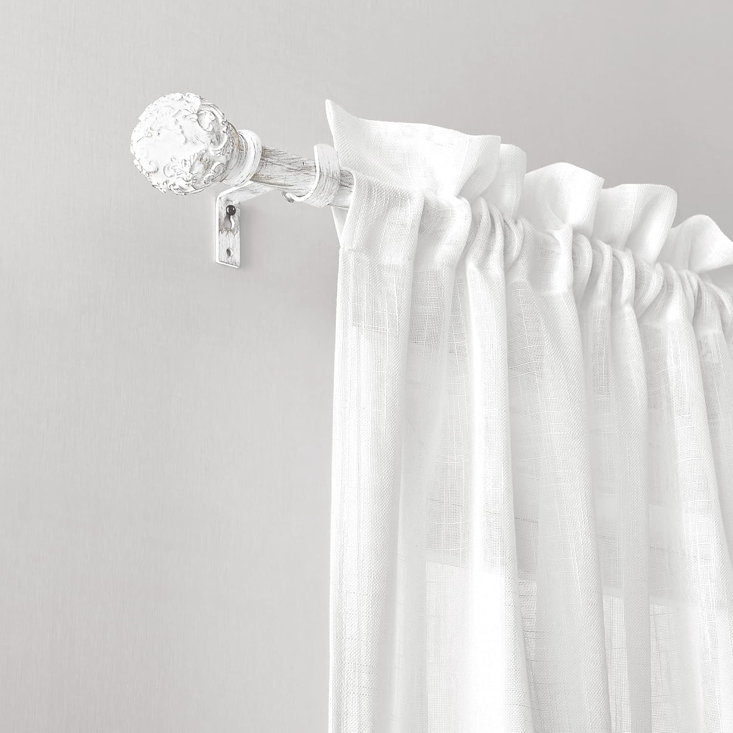 NICETOWN 1" White Curtain Rods, Adjustable Length 48 to 84 inch, Suitable for Living Room & Bedroom Curtains, White, Set of 1