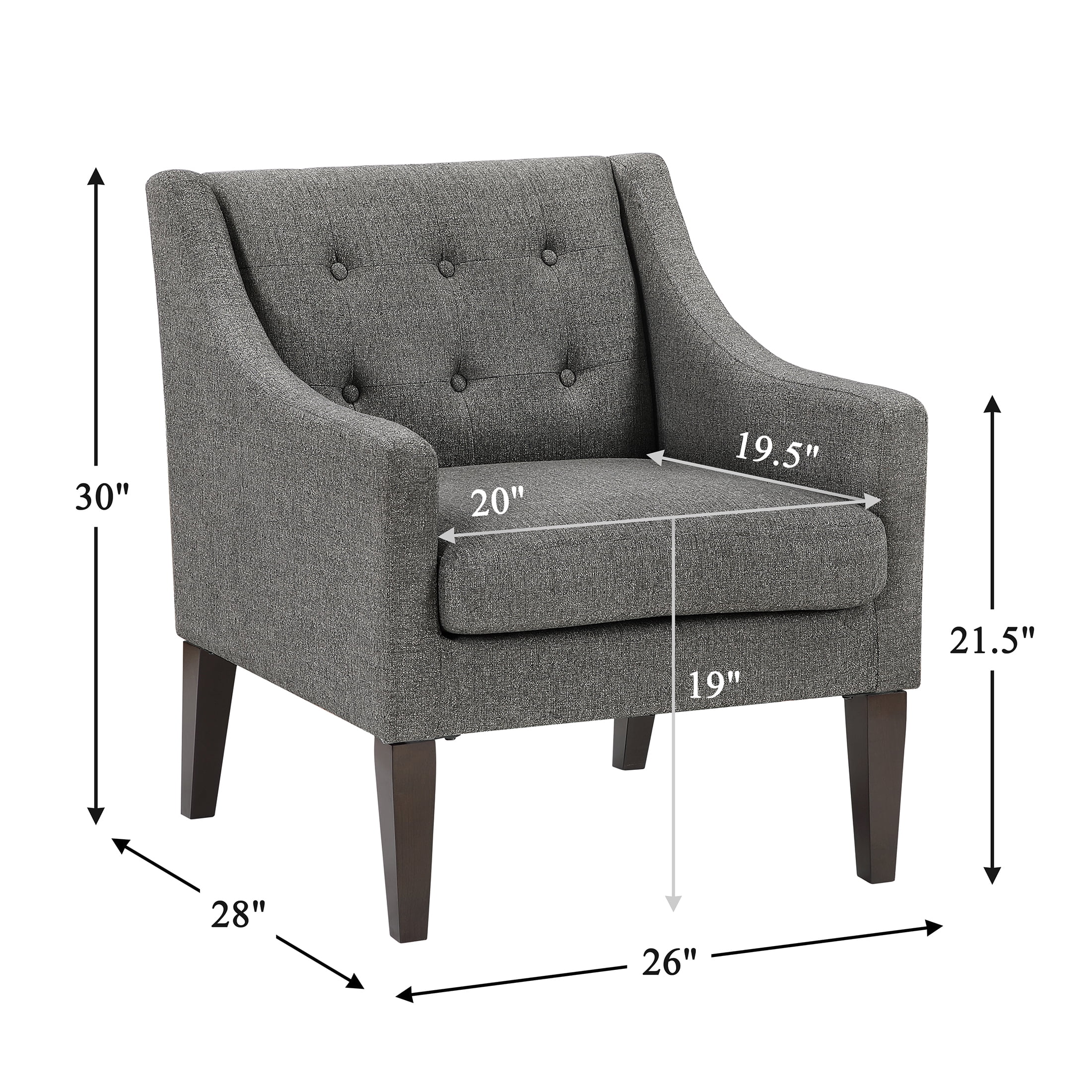OakvillePark Solmera Textured Fabric Accent Chair, Dark Gray