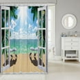 thumbnail image 2 of Sunmmer Beach Shower Curtain, Hawaiin Tropical Waterproof Bathroom Curtains, Ocean Coastal Bathroom Shower Curtain Sets, Palm Tree Bath Curtain, Vacation Style Bathroom Accessories 72"Wx72"L, 2 of 6