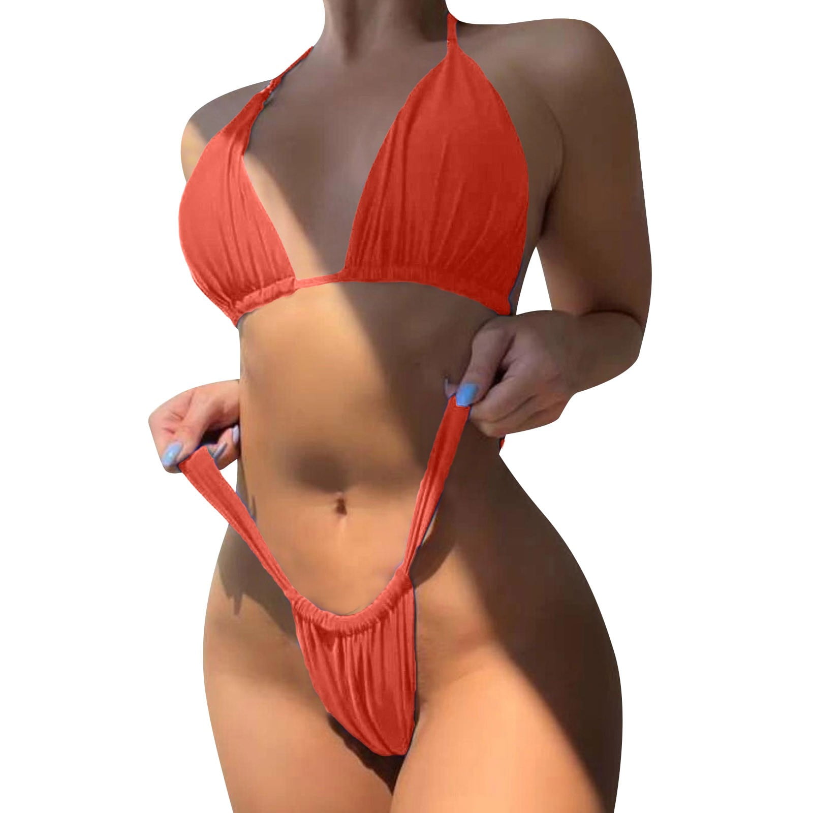 Red square neck sales g string thong swimsuit