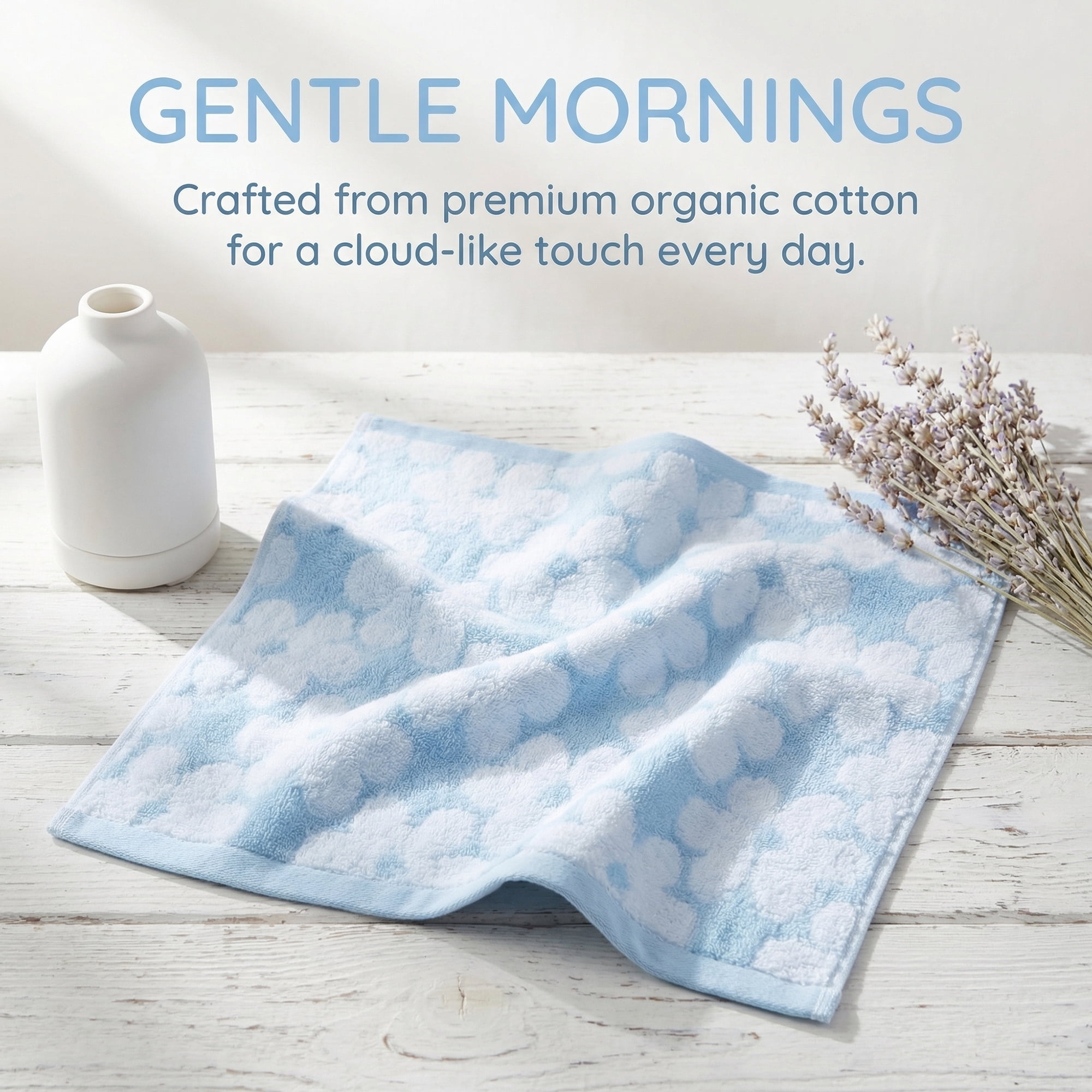 Unique Bargains Soft Absorbent Cotton Floral Print Washcloths Blue 6pk