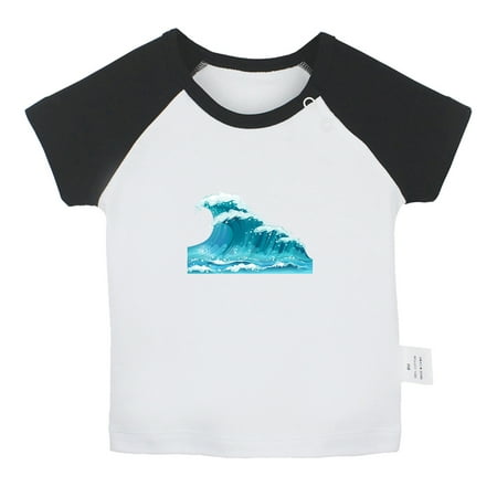 

Nature Pattern Sea Wave T shirt For Baby Newborn Babies T-shirts Infant Tops 0-24M Kids Graphic Tees Clothing (Short Black Raglan T-shirt 12-18 Months)