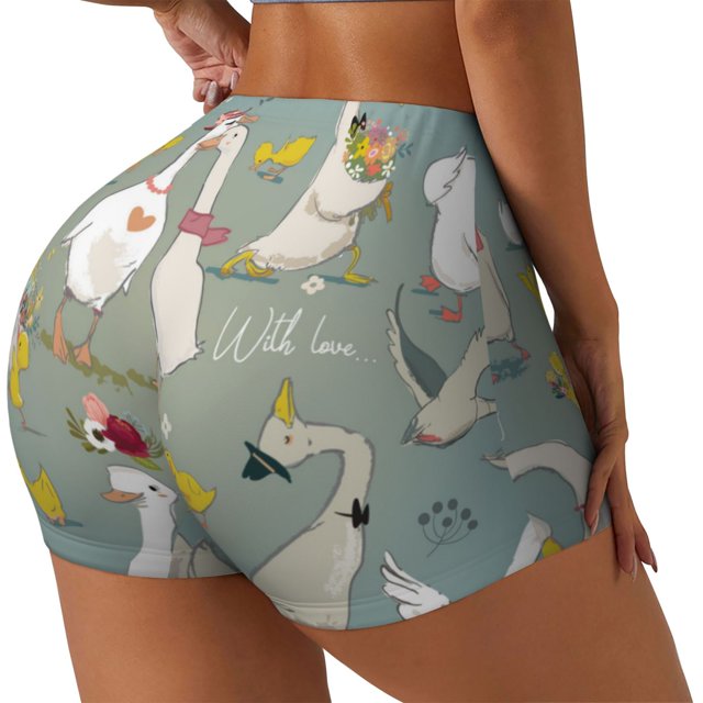 Balery Cute Farm Birds Pantalones cortos de entrenamiento estampados para mujer, sin costuras, ajustados, para gimnasio, yoga, correr, deportes, ejercicio activo, fitness.-Large