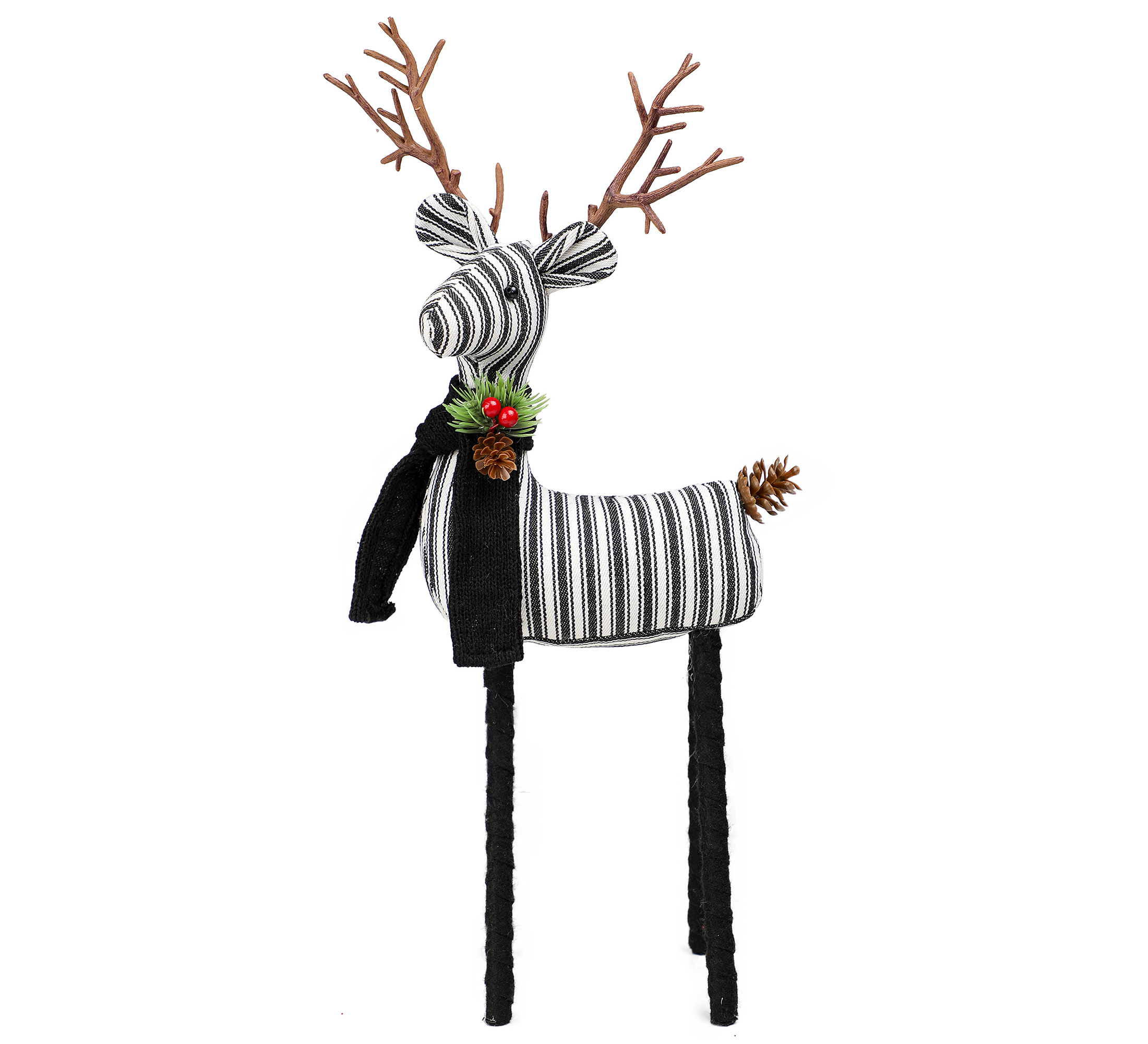 Holiday Time Large Fabric Black & White Deer Set of 2; Tabletop Christmas Décor - image 4 of 11