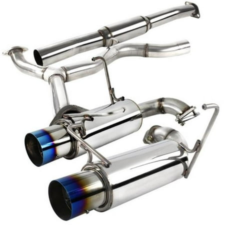 Spec-D Tuning MFCAT3-WRX084T-SD Catback Exhaust System Dual Burnt Tip for 08 to 14 Subaru WRX, 28 x 11 x 45.75