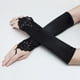 thumbnail image 2 of Guantes de ópera negros, guantes largos de noche, sin dedos, de satén, con codos, guantes de vestir elegantes, guantes de boda, de novia, de fiesta, estilo años 20 para mujer (6 piezas,, 2 of 4