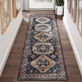 thumbnail image 5 of Haperlare 2 x 6 Feet Ink Blue Long Hallway Runner Rug Machine Washable Kitchen Runner Mat Laundry Runner Vintage Area Rug Persian for Bedroom Living Room Entryway, 5 of 5