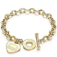 thumbnail image 1 of Pulseras de acero inoxidable con forma de corazón para mujer, regalo de fiesta, pulseras de moda con dijes, joyería con texto grabado., 1 of 5
