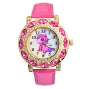Modern Fashion Bling Bling Unicorn Stones Wrist Watch For Women/Girls. Gold Tone Large Analog Display. Glowing Hands. Best Christmas New Year Party Birthday Gift.