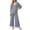 Blue, variant on YYDGH Pajamas Sets for Women Two Piece Lounge Outfits Lace Trim V Neck Top Long Sleeve Tops and Wide Leg Pants Sleepwear Loungewear Nightwear Suit