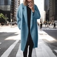 thumbnail image 3 of HTNBO Women's Winter Double Breasted Wool Coat Long Sleeve Notch Lapel Long Trench Coat, 3 of 6
