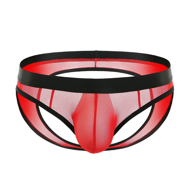 UHUSE - Men's Sexy Mesh Low Waist Double Pants Transparent Elastic Open ...