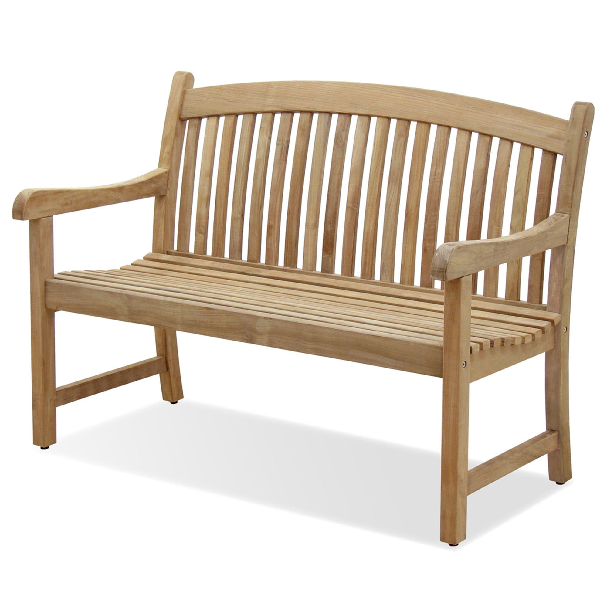 48" Brown Newcastle Teak Slatted Back Patio Bench