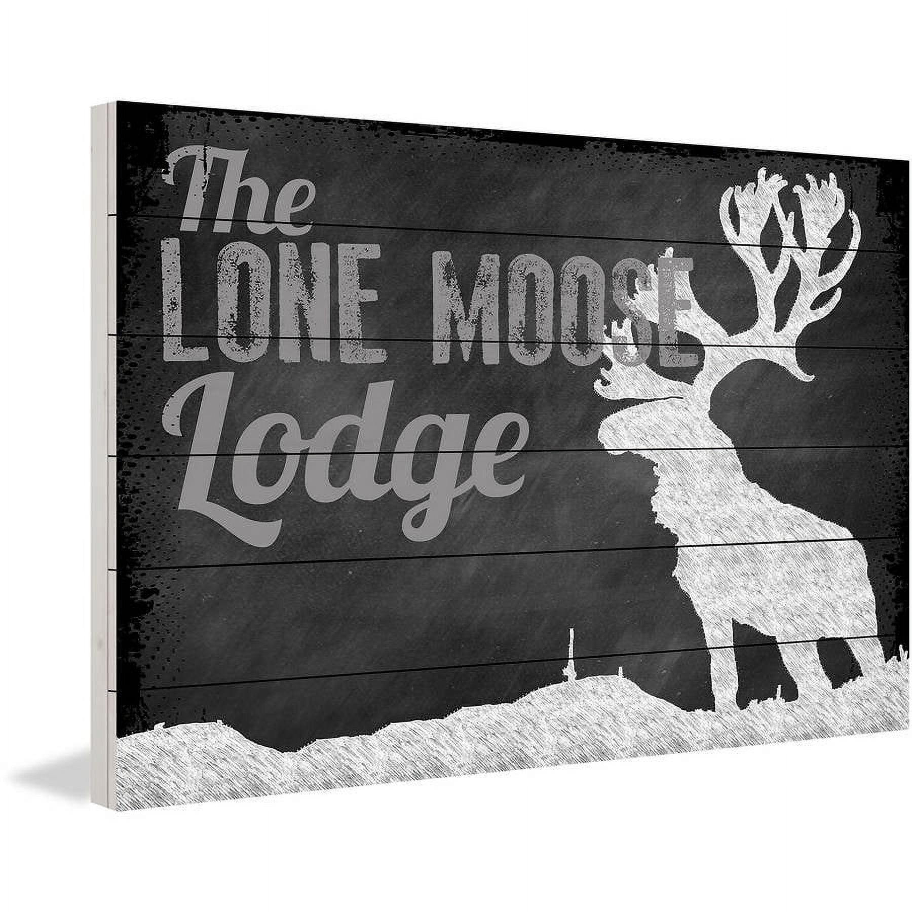 Marmont Hill "Lone Moose Lodge" Painting Print on White Wood