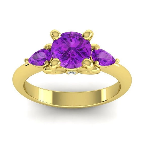 2.50 Carat Round Cut Amethyst Gemstone Lovely Engagement Ring for Women Solid 14K Yellow Gold Size 7 by Diamond-Capitals