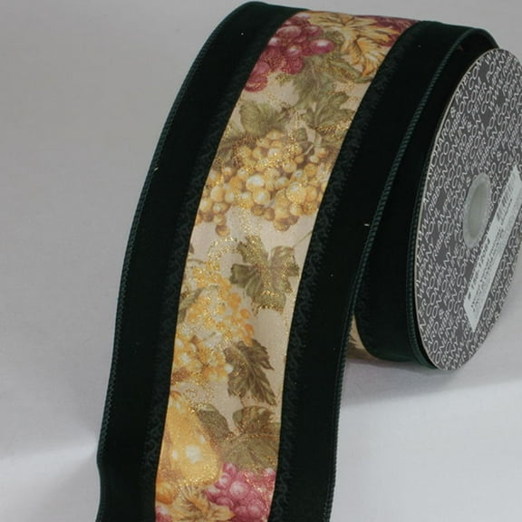 The Ribbon People Black and Red Holiday Grapes Wired Craft Ribbon 4" x 20 Yards