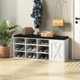 thumbnail image 2 of Costway Shoe Bench with Padded Cushion 9-cube Adjustable Storage Shoe Rack White, 2 of 10